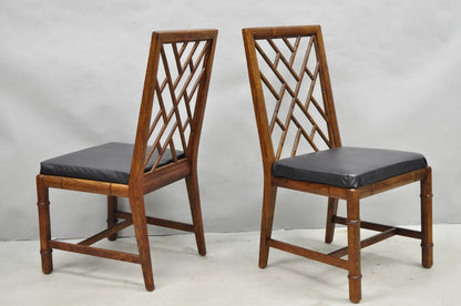 Vintage Hollywood Regency Faux Bamboo Lattice Dining Chair by Century - Set of 4