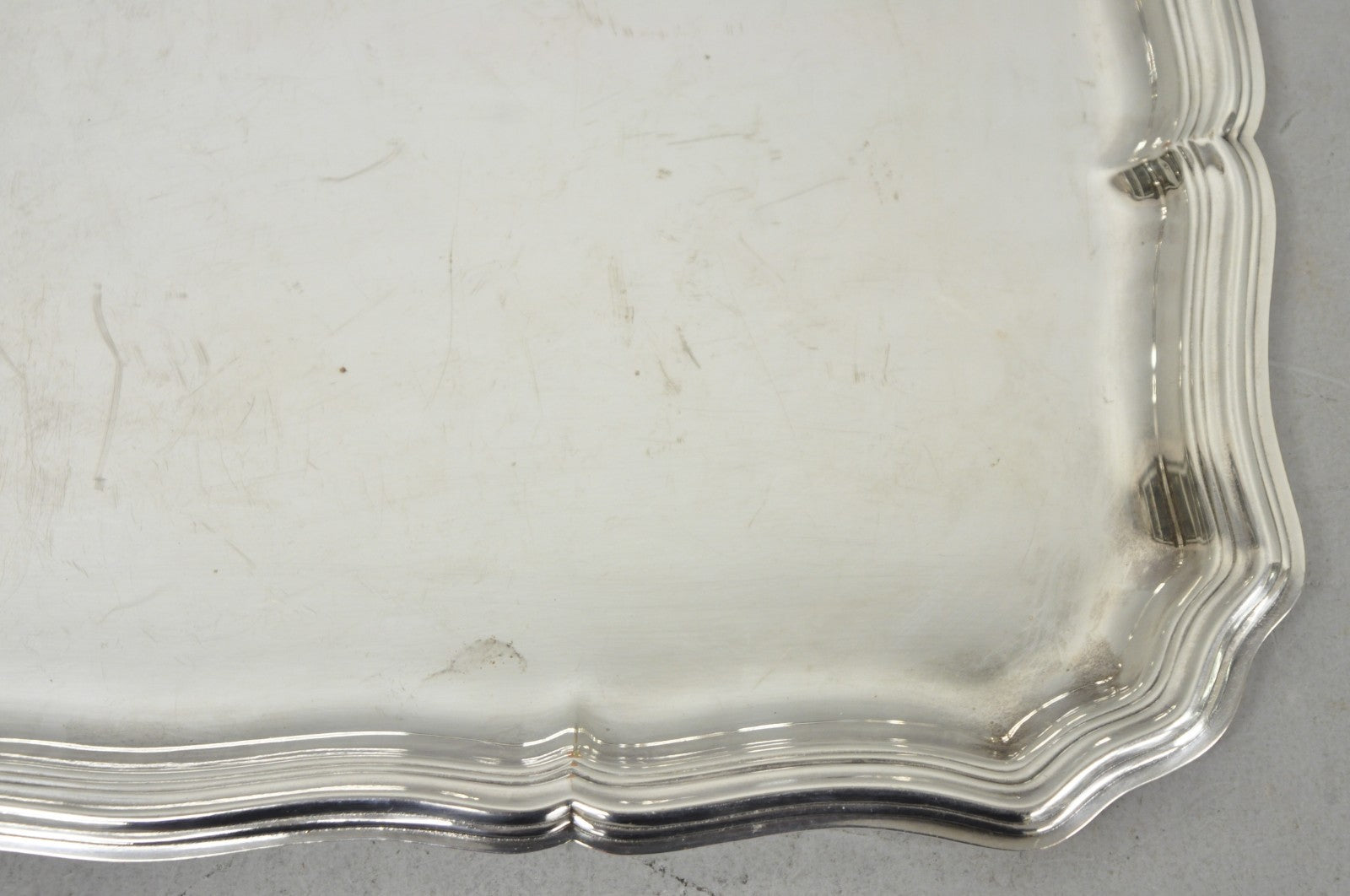 Vintage English Edwardian Silver Plated Scalloped Small Bar Trinket Dish Tray