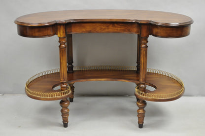 Vintage French Regency Cherry Wood "Kidney Bean" Desk Console Table w/ Drawer