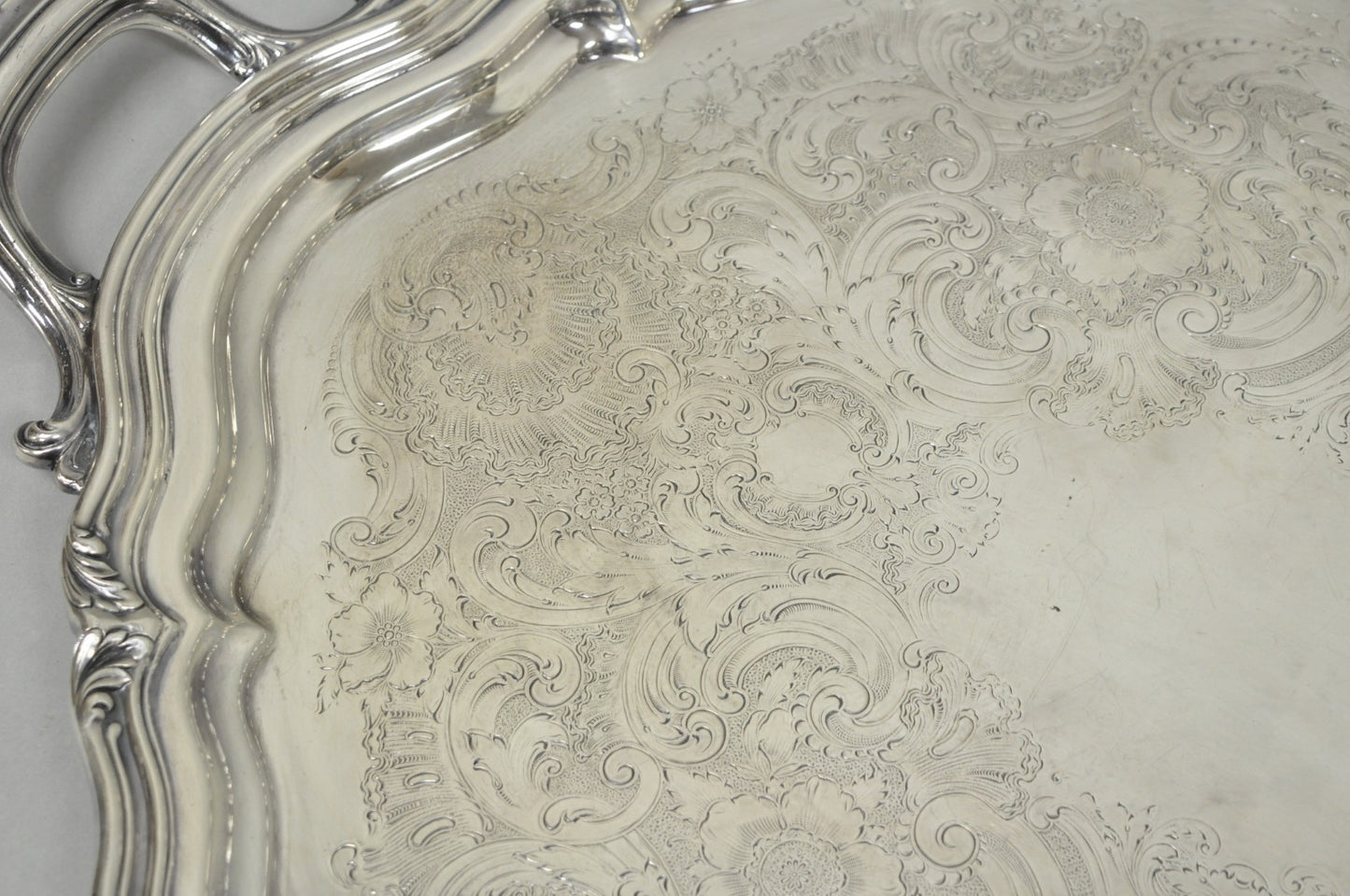 Antique Reed & Barton Winthrop Silver Plated Victorian Bar Serving Platter Tray