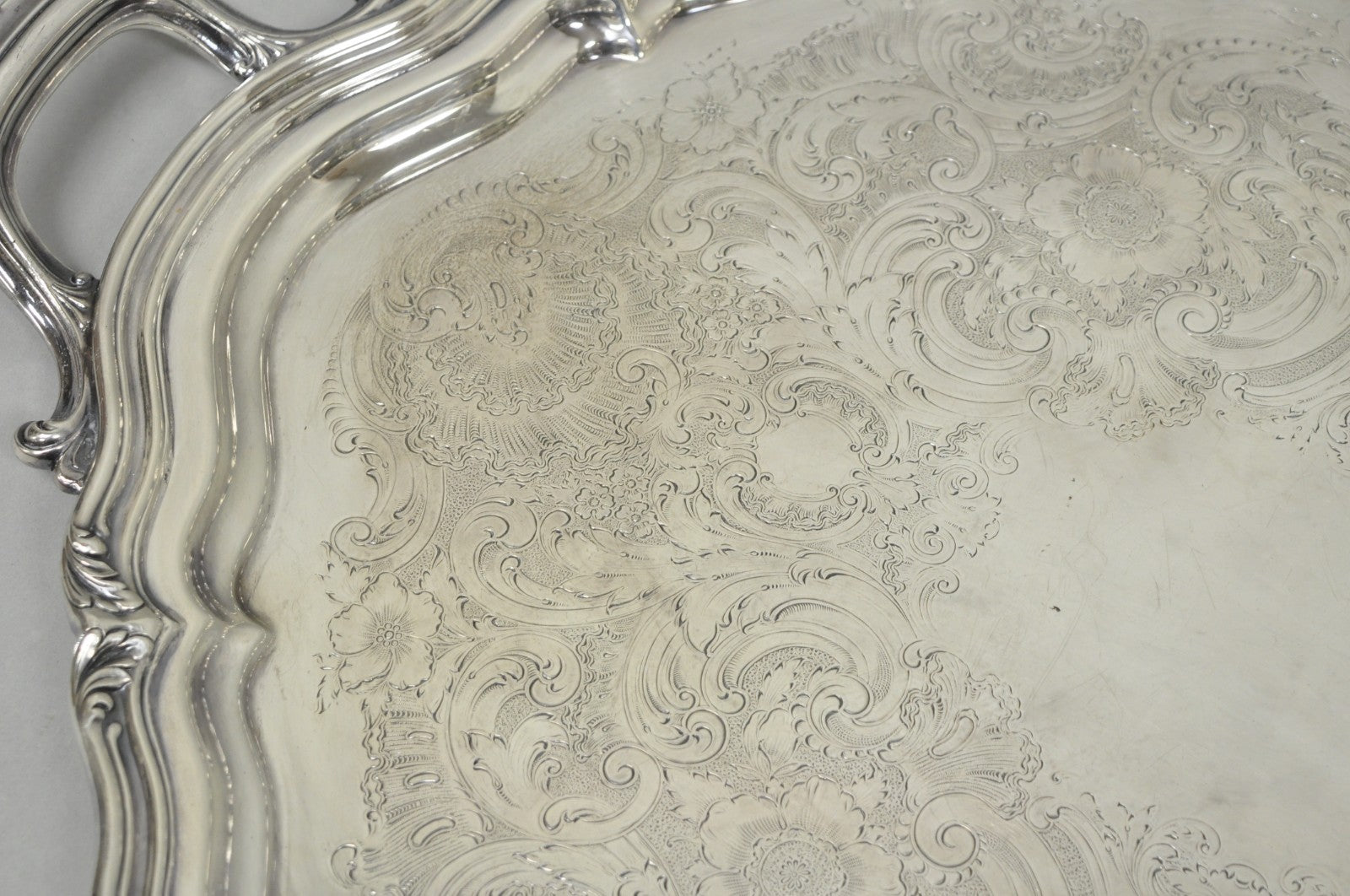 Antique Reed & Barton Winthrop Silver Plated Victorian Bar Serving Platter Tray