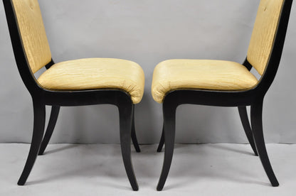 Vintage Regency Style Black Lacquer Klismos Saber Leg Dining Side Chairs - Pair