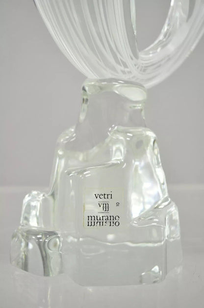 Vintage Vetri Murano Crystal Glass 9" Italian Dolphin Fish Figure Sculpture