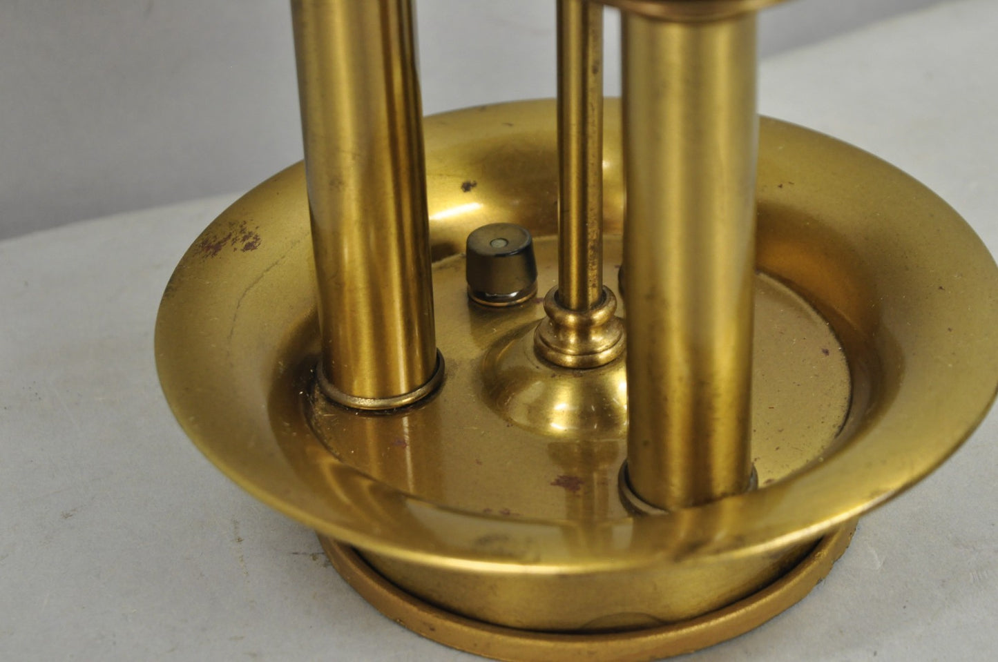 Vintage French Country Brass Tole Metal Shade Bouillotte Candlestick Table Lamp
