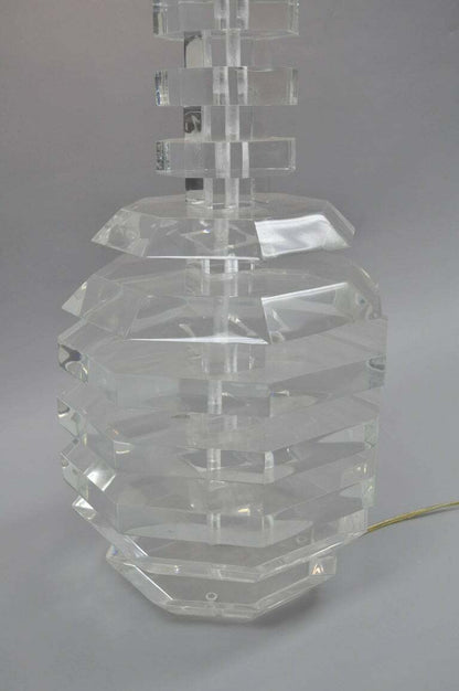 Vintage George Bullio Mid Century Modern Stacked Lucite "Beehive" Table Lamp