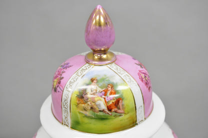 Antique Francois Boucher Victorian Pink Porcelain Lidded Urn or Covered Vase