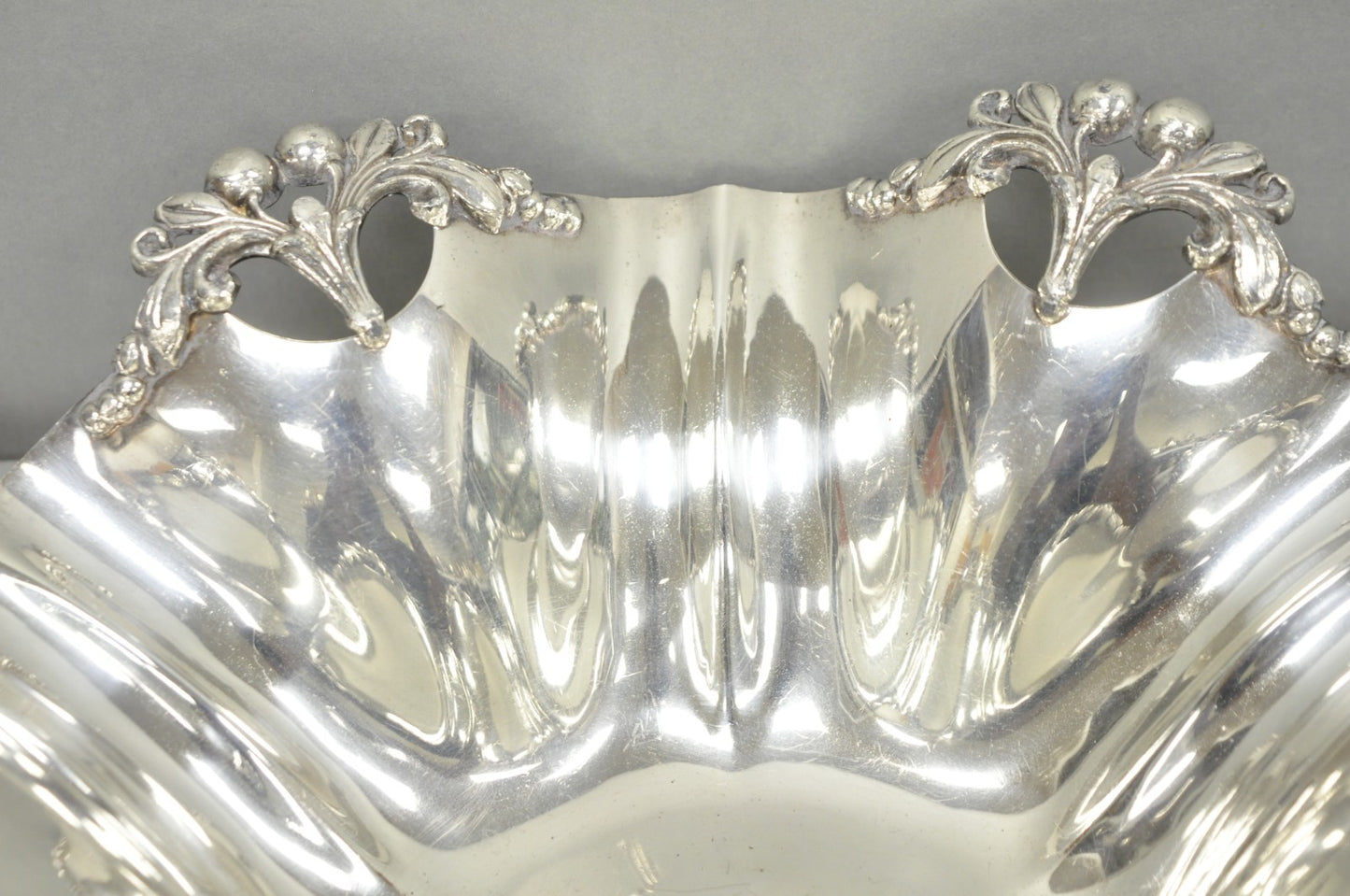Vintage Victorian Silver Plated Scalloped Candy Dish Fruit Bowl Berry Design