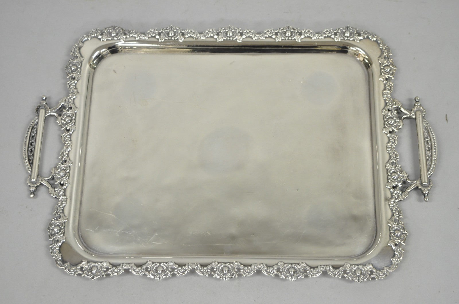 Antique Victorian Silver Plated Pierced Twin Handle Bar Serving Tray by Wilcox
