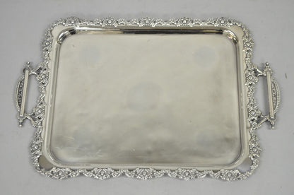 Antique Victorian Silver Plated Pierced Twin Handle Bar Serving Tray by Wilcox