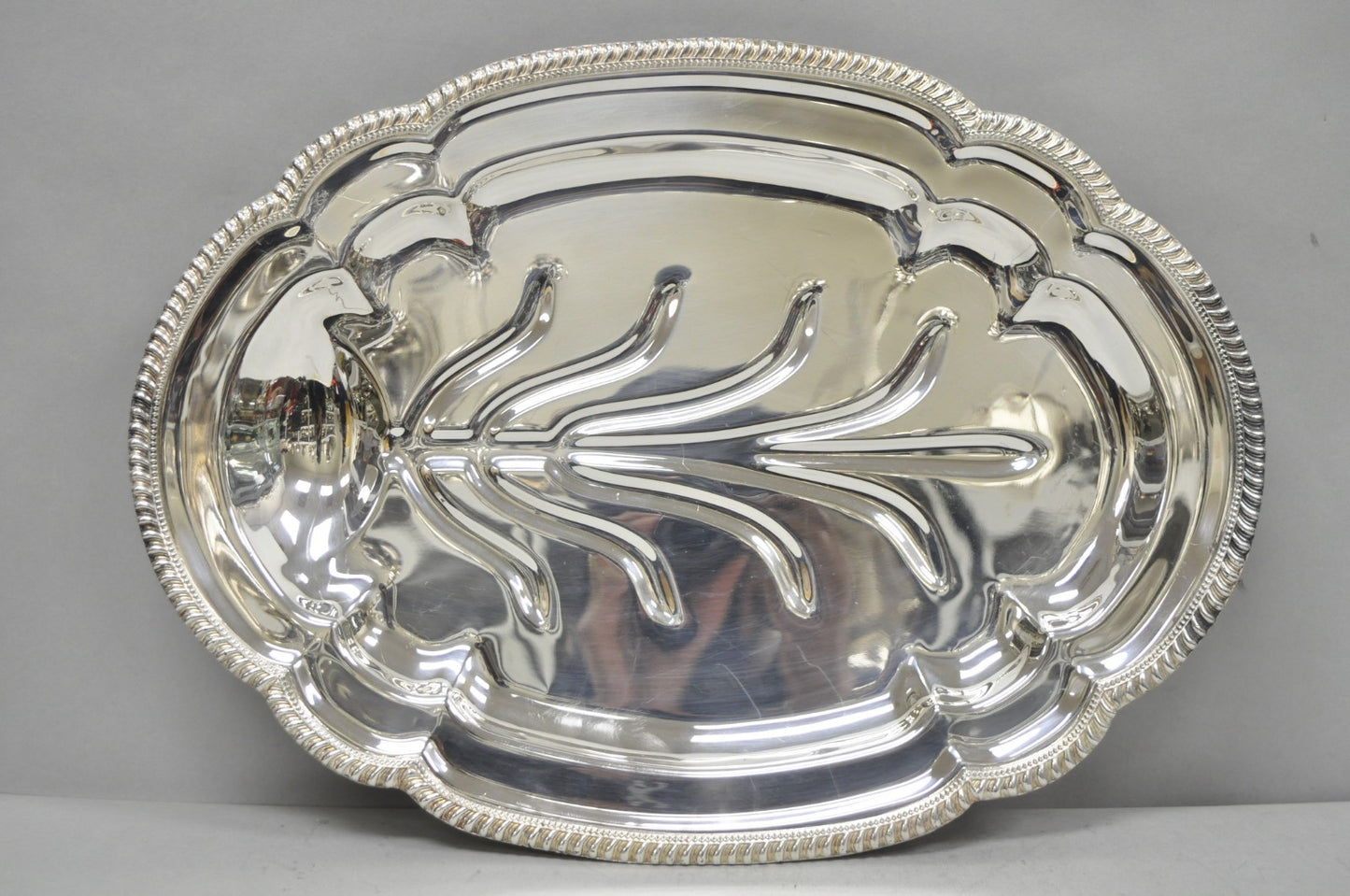 Vintage English Regency Silver Plated Meat Cutlery Serving Platter Tray by LB