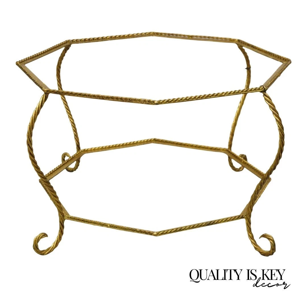 Vintage Italian Hollywood Regency Gold Gilt Iron Rope Metal Coffee Table Base