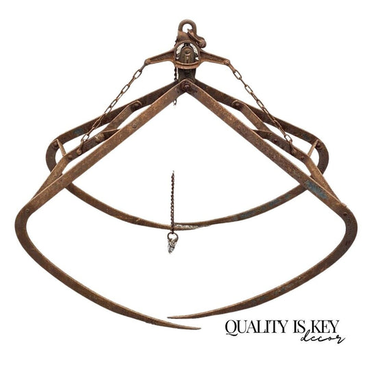 Antique Cast Iron Hay Grapple Farm Barn Hook Metal Forks Country Decor