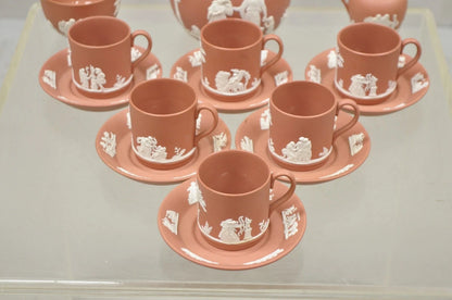 Wedgwood Terracotta Jasperware Miniature Tea Set Demitasse Cup & Saucer 14 pcs