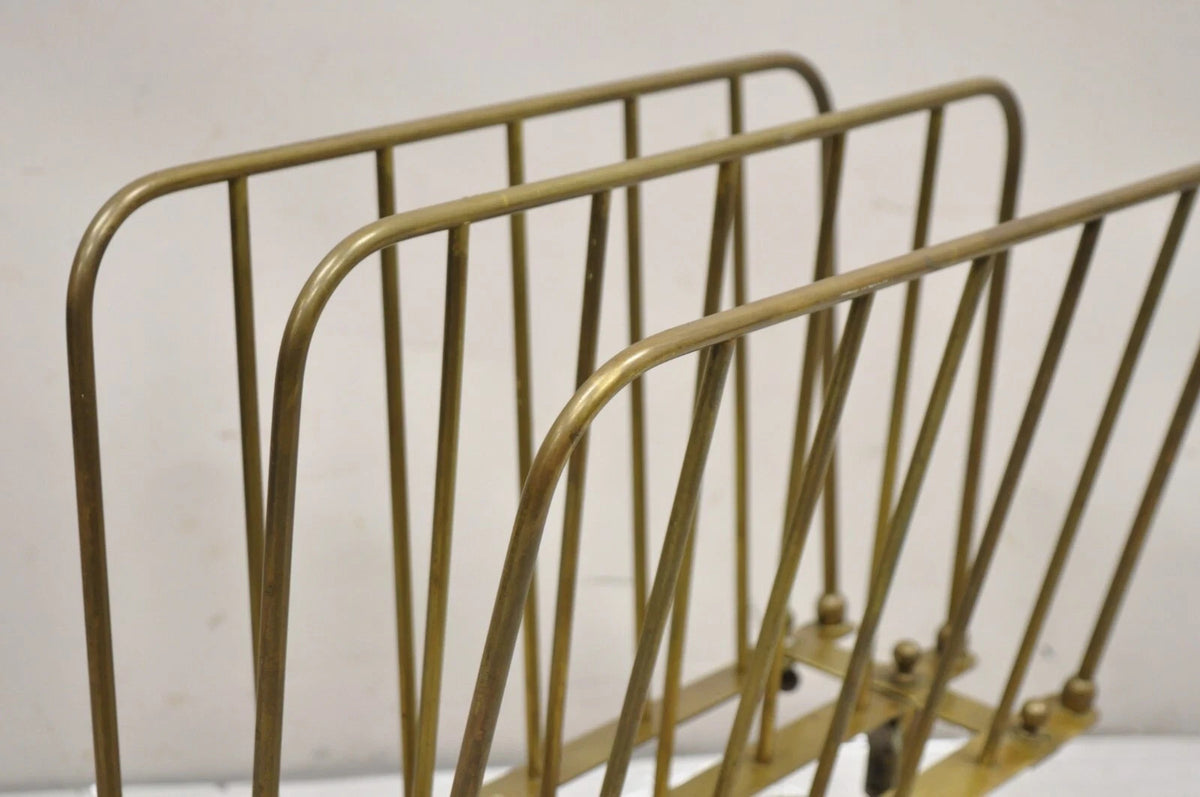 Vintage A. Ravenel Paris French Mid Century Modern Brass Magazine Rack Stand