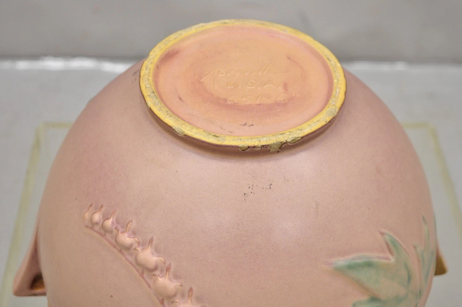 Antique Roseville Gardenia Bleeding Heart Pink 651-8" Jardiniere Planter Pot