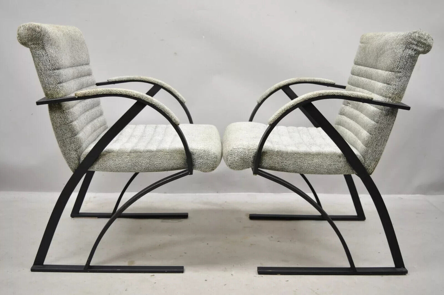 Vintage Mid Century Art Deco Metal Lounge Arm Chairs by Cal-Style (A) - a Pair