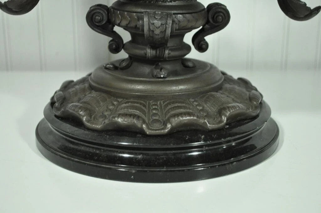 Antique Victorian Spelter & Marble Figural Mermaid Centerpiece Bowl Vase Epergne