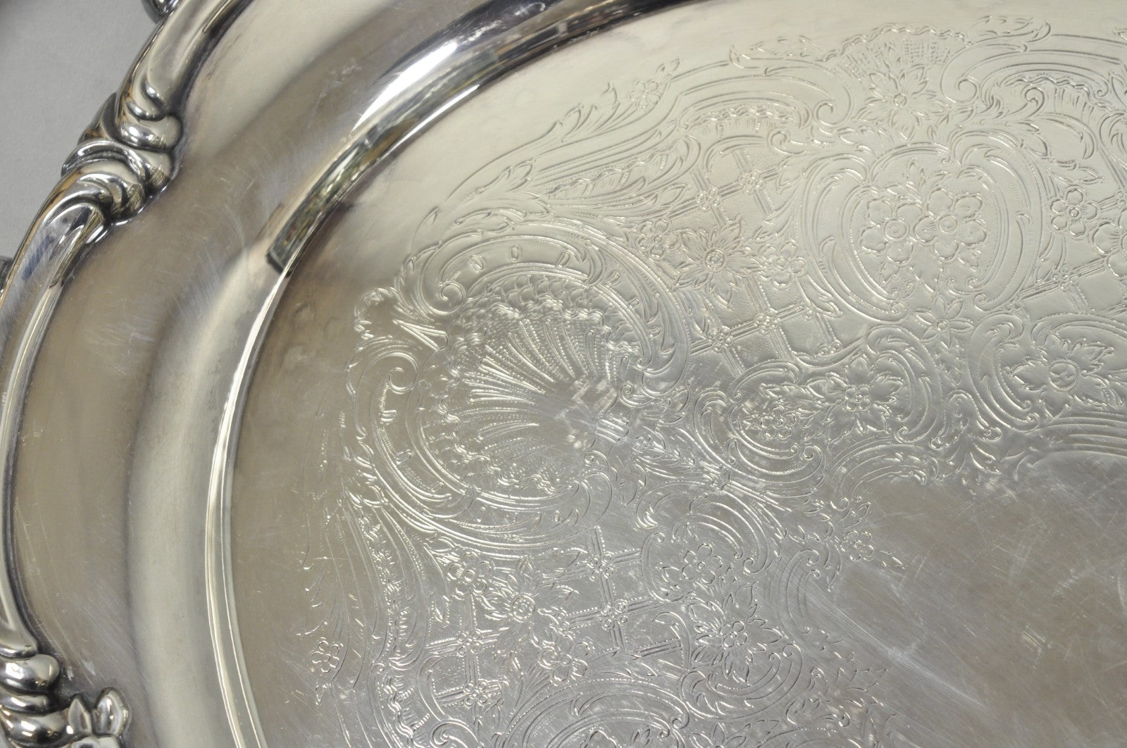 Vintage Reed & Barton 1820 Victorian Silver Plated Oval Serving Platter Bar Tray