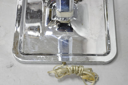 Vintage Postmodern Silver Chrome Metal Sculptural Modernist Pole Floor Lamp