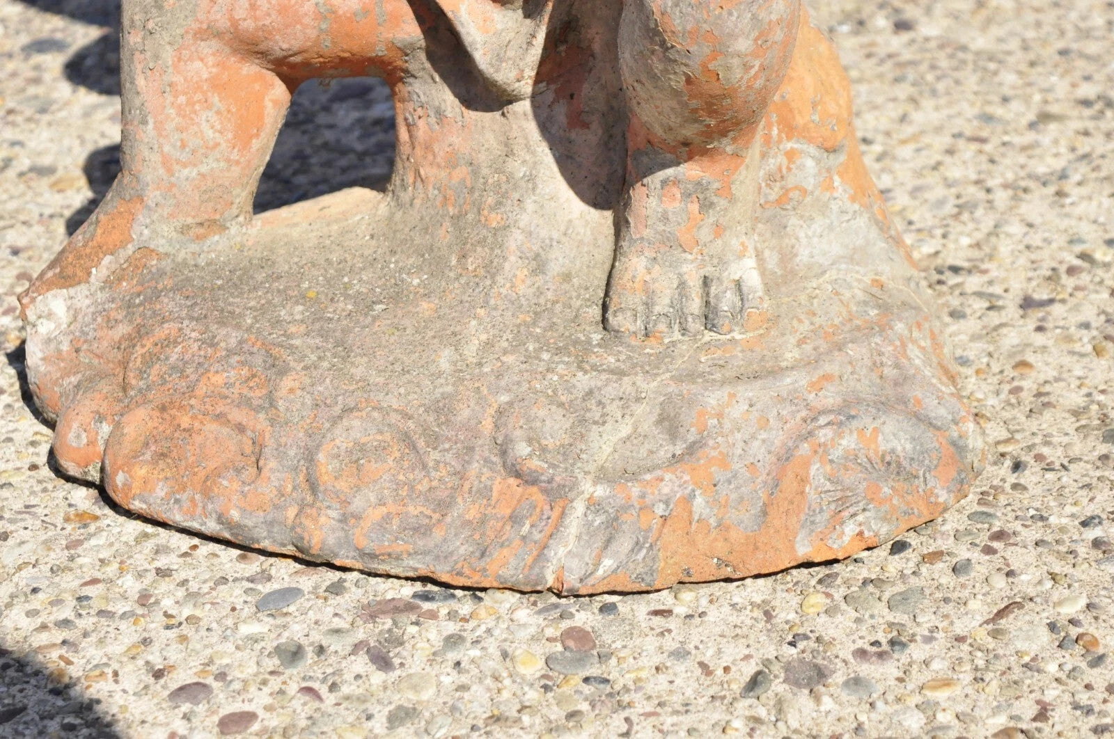 Vintage Cast Terracotta Figural 28" Cherub Putti Garden Planter Pots - a Pair