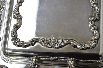 Vintage Poole Silver Plated Footed Covered Vegetable Serving Dish Platter w/ Lid