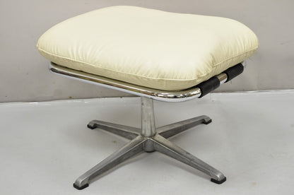 Vintage Directional Mid Century Modern Tubular Aluminum Base Swivel Ottoman