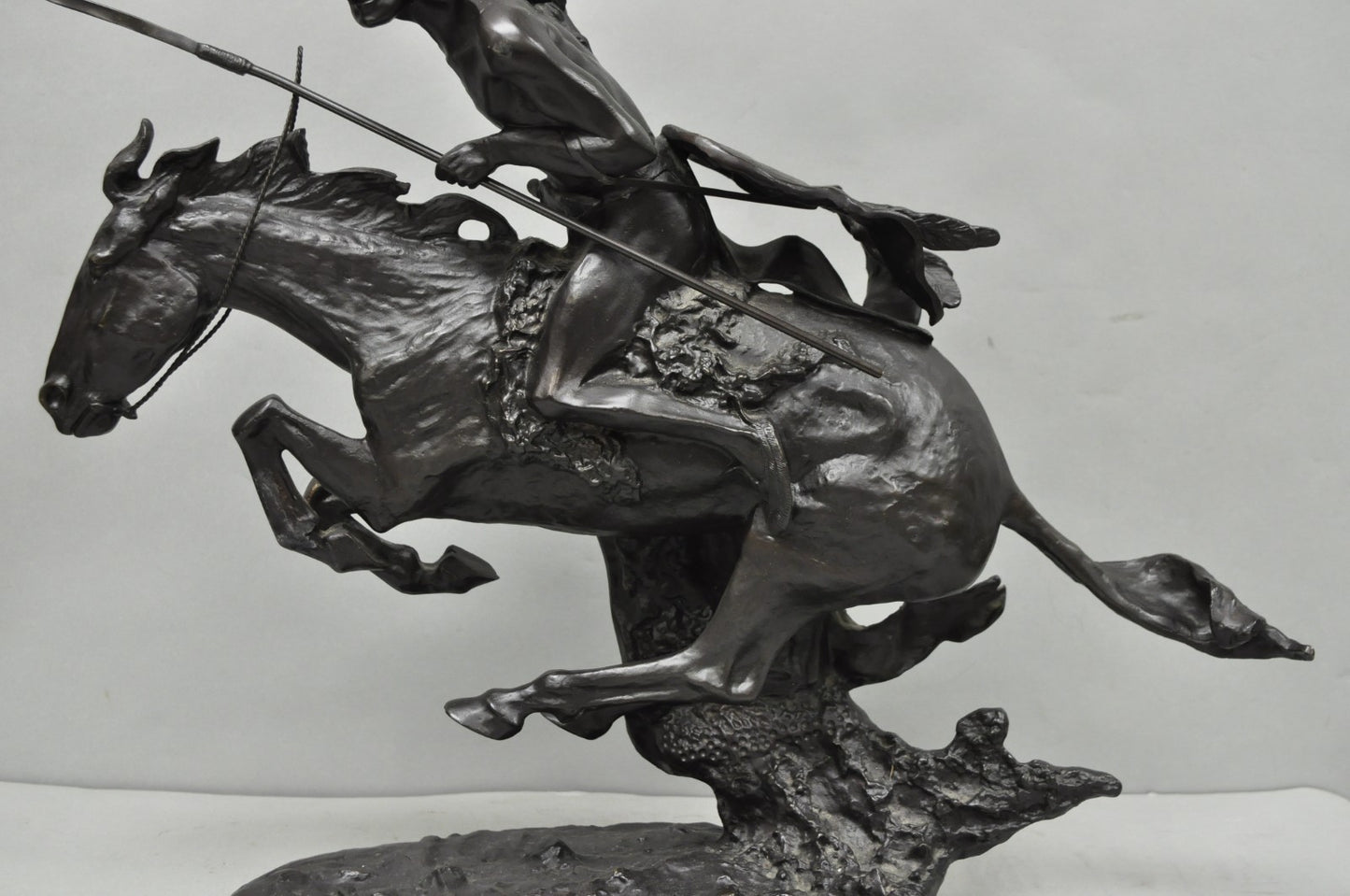 Frederic Remington "Cheyenne" Lost Wax Cast Bronze Native American Sculpture