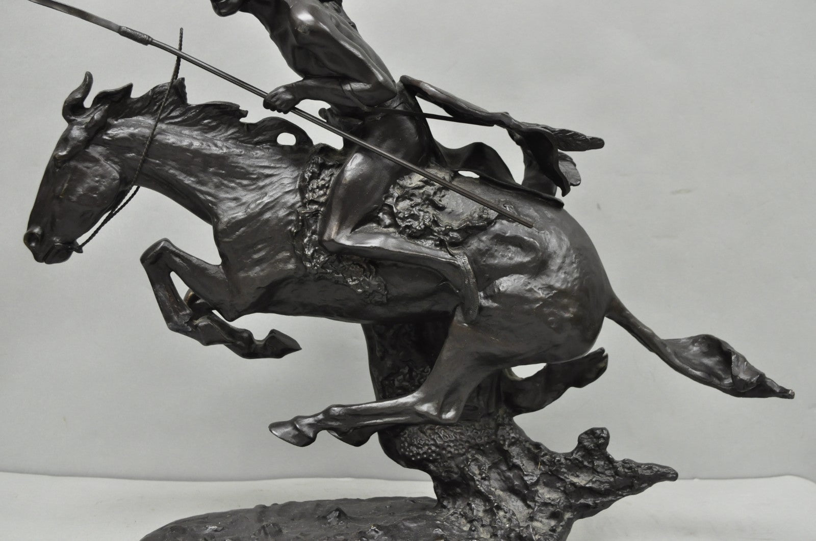 Frederic Remington "Cheyenne" Lost Wax Cast Bronze Native American Sculpture