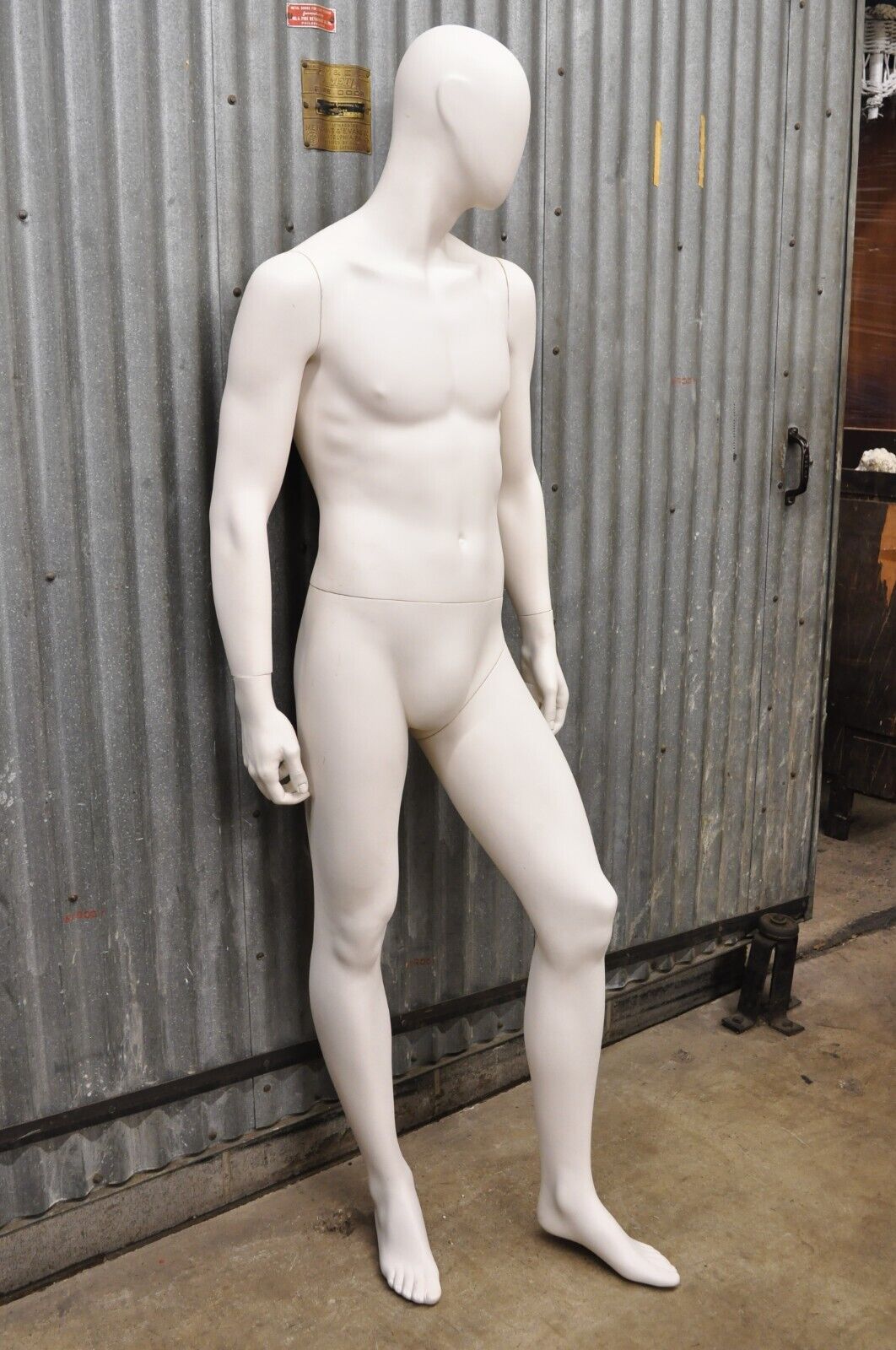 Male Fiberglass White Matte Finish Full Body Display Mannequin by Almax (A)