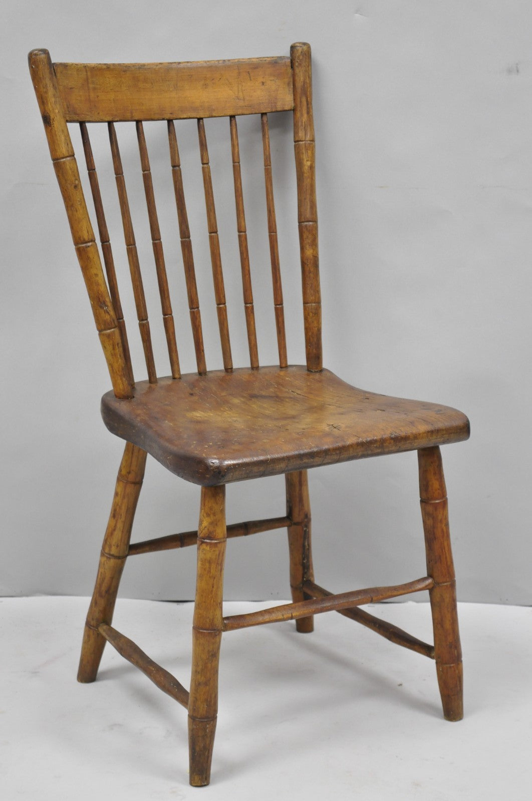Antique Primitive Rustic French Farmhouse Wooden Faux Bamboo Side Chair