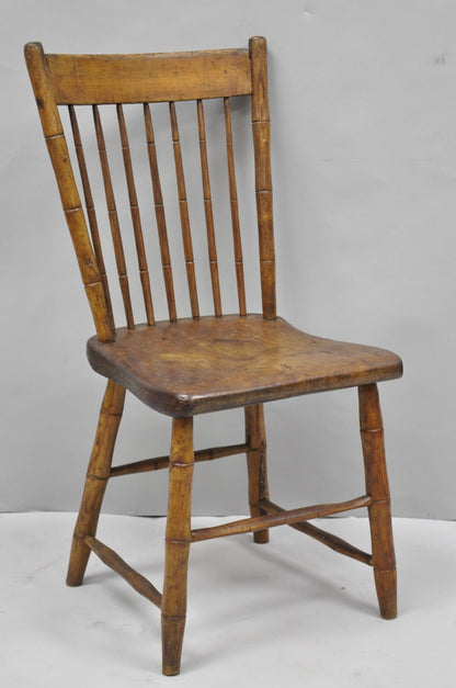 Antique Primitive Rustic French Farmhouse Wooden Faux Bamboo Side Chair