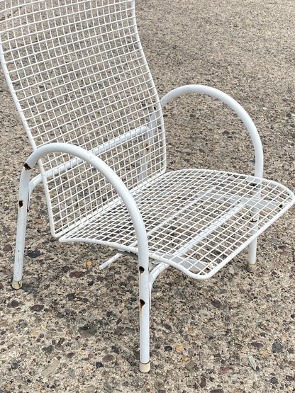 Vintage Mid Century Modern Reclining Wrought Iron Sculptural Patio Lounge Chair