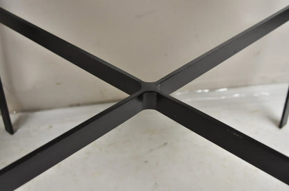 Mid Century Modern Paul McCobb Style Wrought Iron Marble Square Side Table Pair
