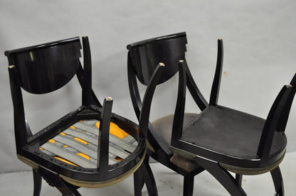 Pietro Constantini Italian Regency Black Lacquer Klismos Dining Chairs Set of 4