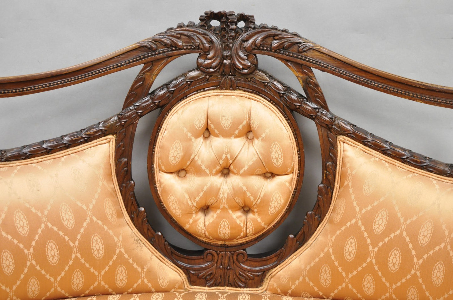 Antique French Victorian Louis XV Style Open Carved Walnut Loveseat Settee Sofa