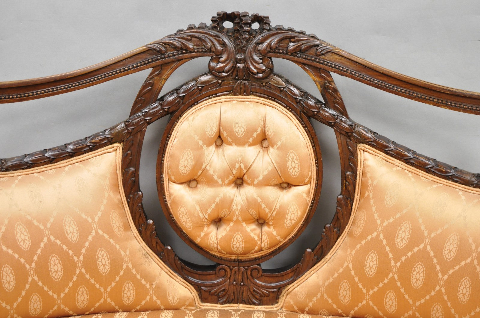 Antique French Victorian Louis XV Style Open Carved Walnut Loveseat Settee Sofa