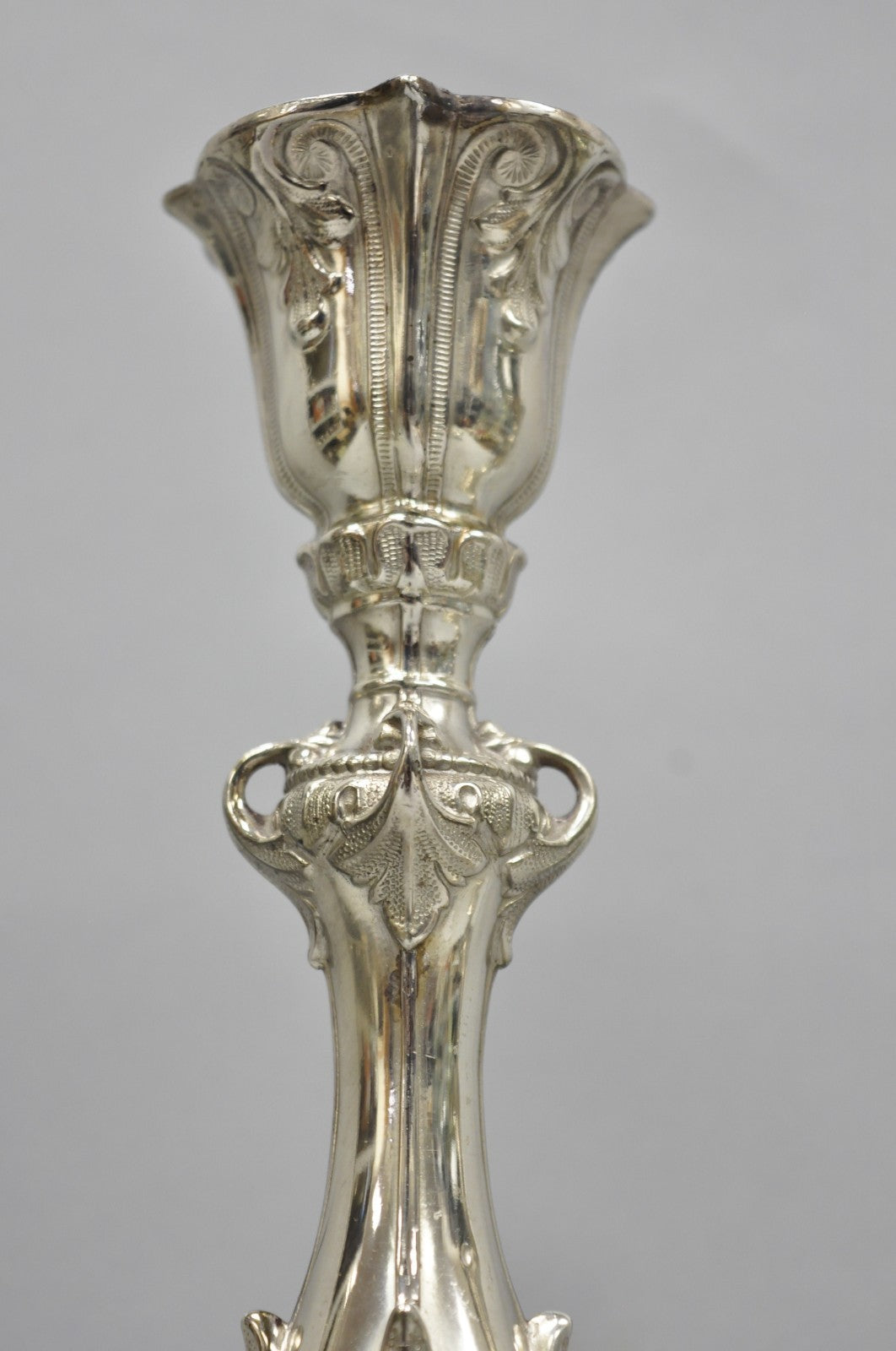 Antique Silver Plated WMF Warsaw Imperial Russia 12" Candlestick Holders - Pair