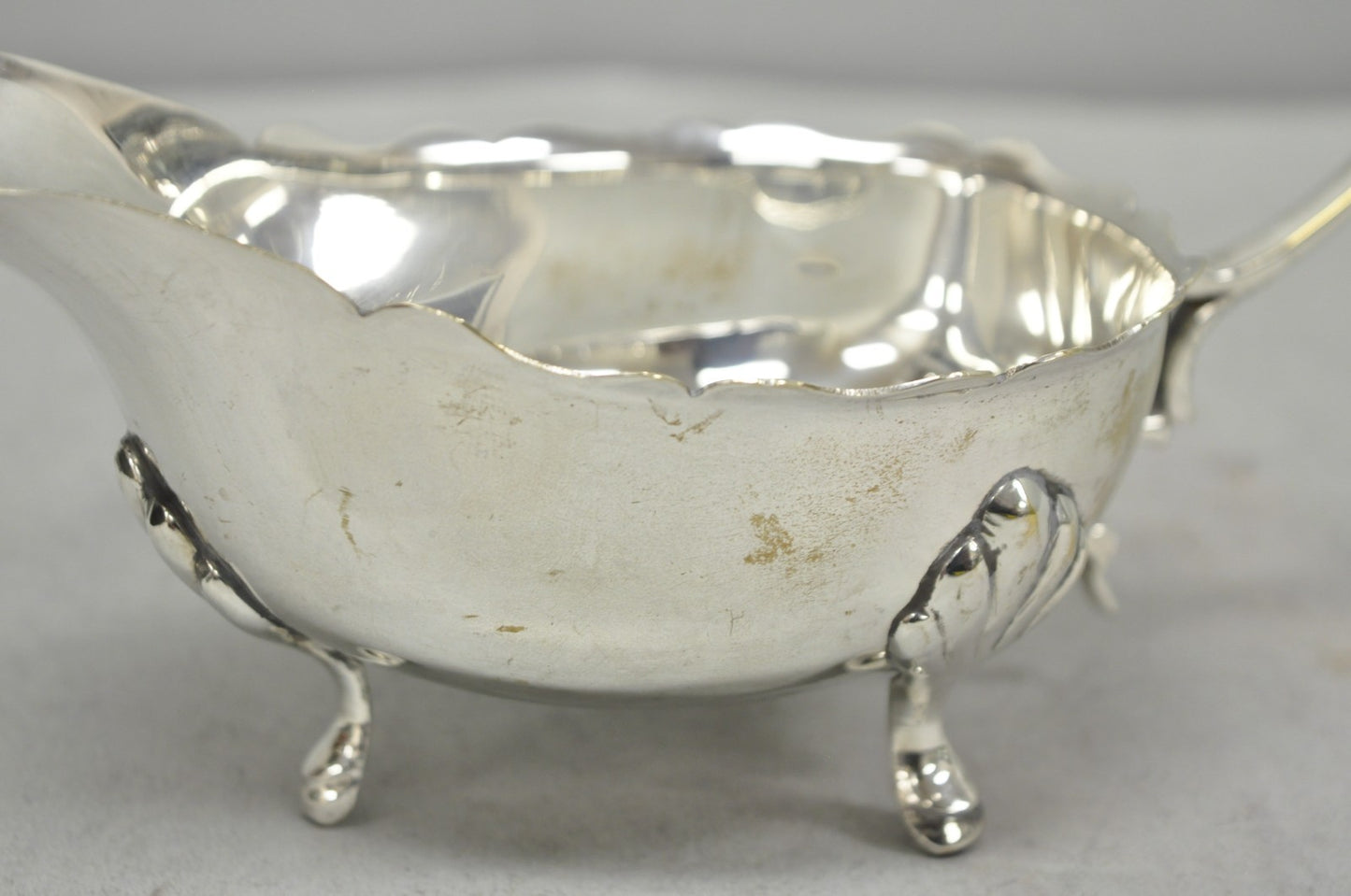 Vintage Victorian Style Silver Plated Footed Gravy Sauce Boat With Handle