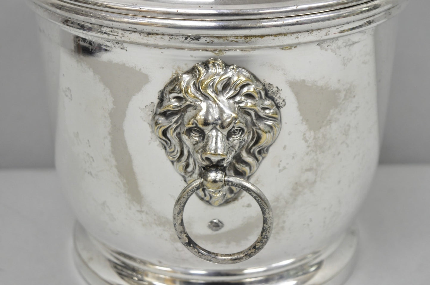 Vintage English Regency Winthrop Silver Plated Lion Handle Covered Ice Bucket