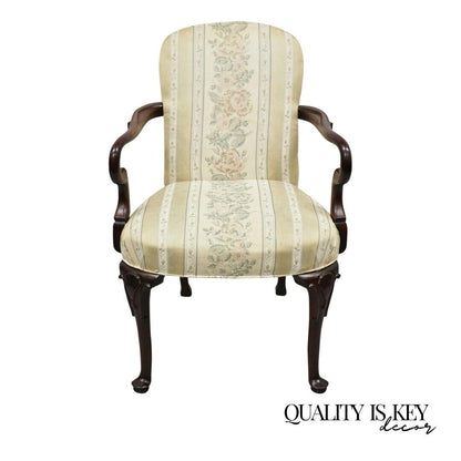 Vintage Pennsylvania House Queen Anne Style Upholstered Gooseneck Arm Chair