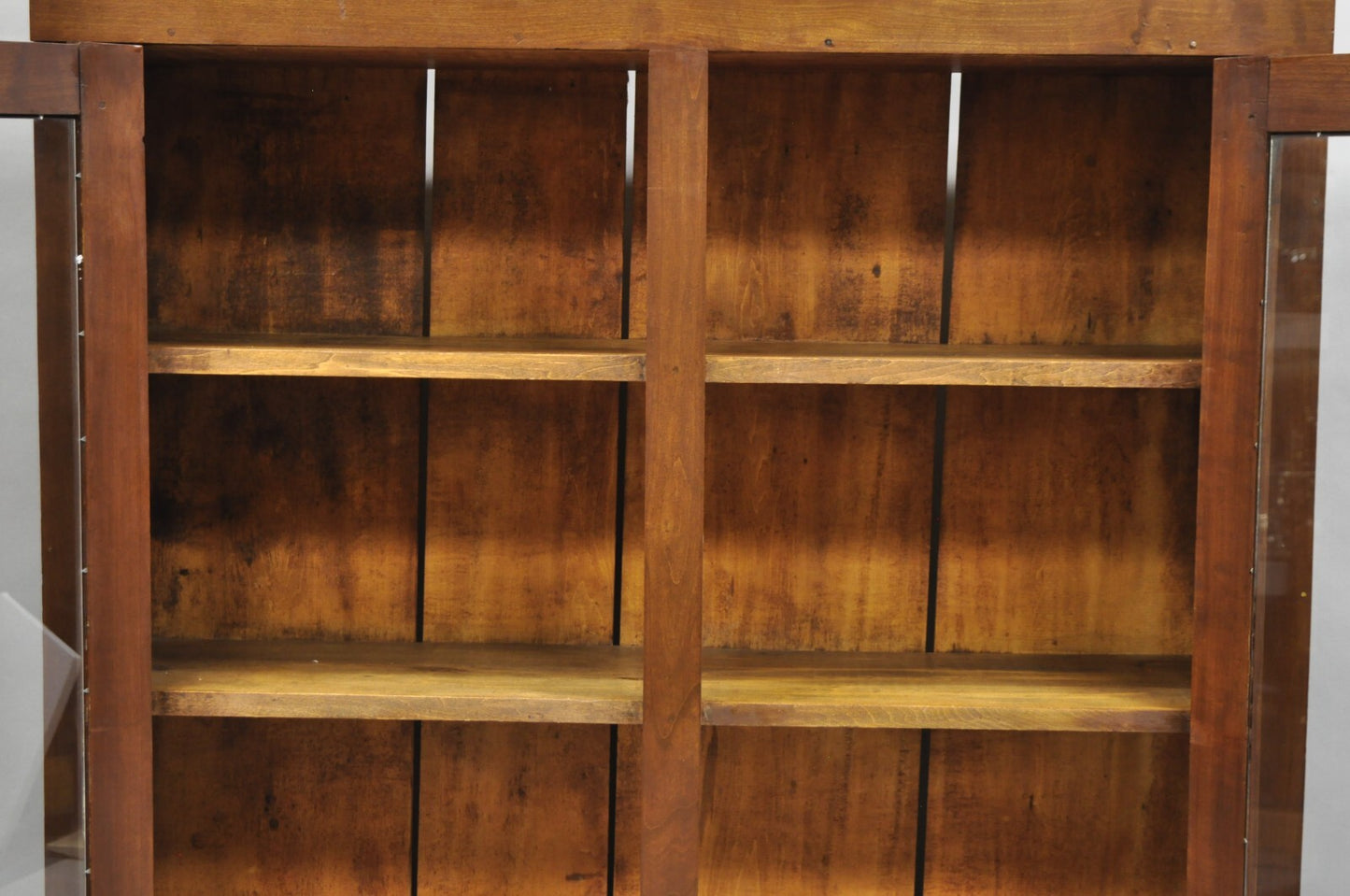 Antique American Primitive Colonial Cherry Wood 2 Door Hutch Cupboard Cabinet
