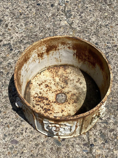 Vintage English Regency Cast Iron 20" Round Lion Heads White Garden Planter Pot