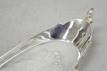 Antique French Renaissance Small Silver Plated Figural Twin Handle Trinket Dish