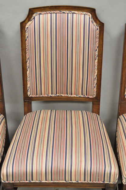 Vintage French Country Provincial Style Carved Walnut Dining Side Chair Set of 4