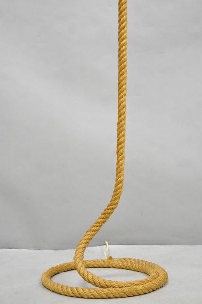 Vintage French Mid Century Modern Audoux Minet Style Coil Lasso Rope Floor Lamp