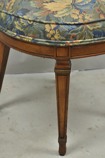 Vintage French Regency Style Carved Walnut Drape Back Dining Side Chair Set of 4