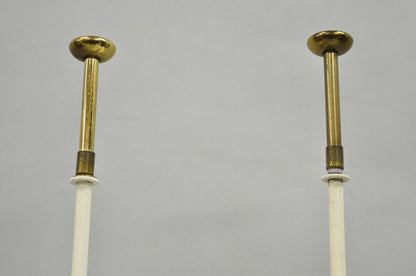 Hollywood Regency Tommi Parzinger Style Brass Candlestick Table Lamp Pair