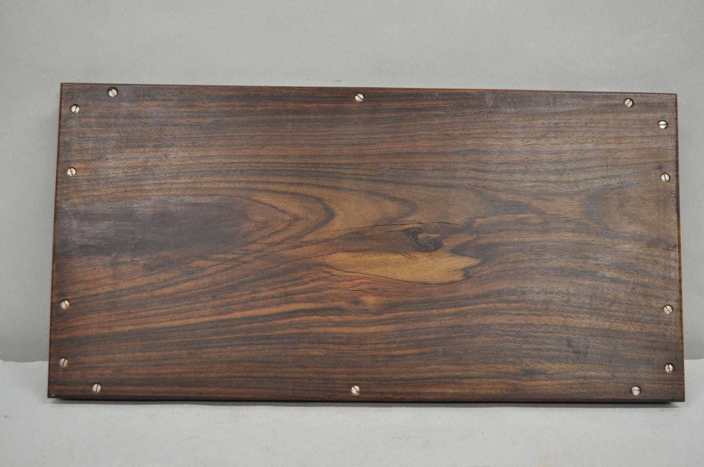Vintage Anglo-Indian Marquetry Inlay Rosewood Twin Handle Serving Tray