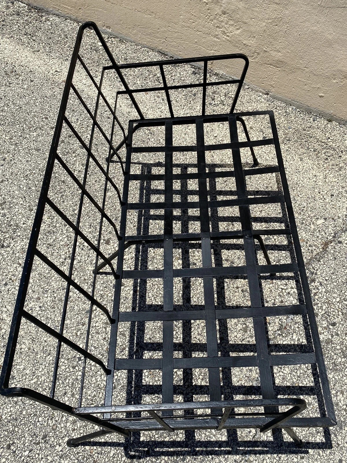 Vintage Mid Century Modern Black Wrought Iron Arthur Umanoff Style Sofa
