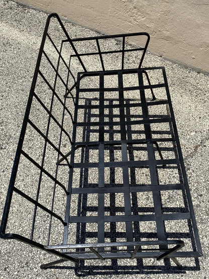 Vintage Mid Century Modern Black Wrought Iron Arthur Umanoff Style Sofa